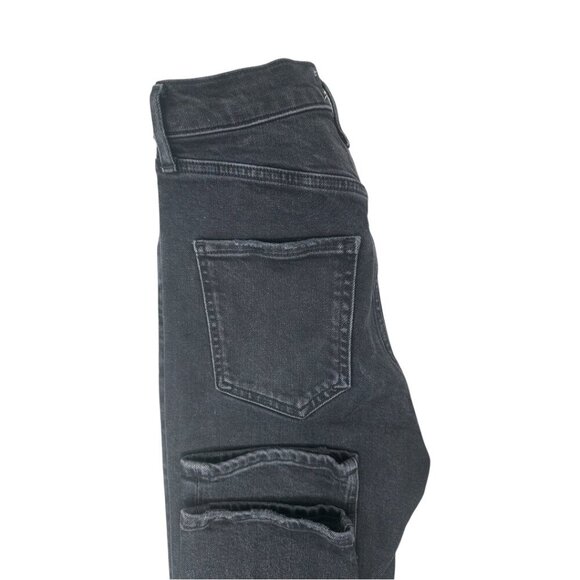 Agolde Riley High Rise Straight Leg Crop Jeans Size 24 In Panormaic Black Faded - Picture 7 of 15